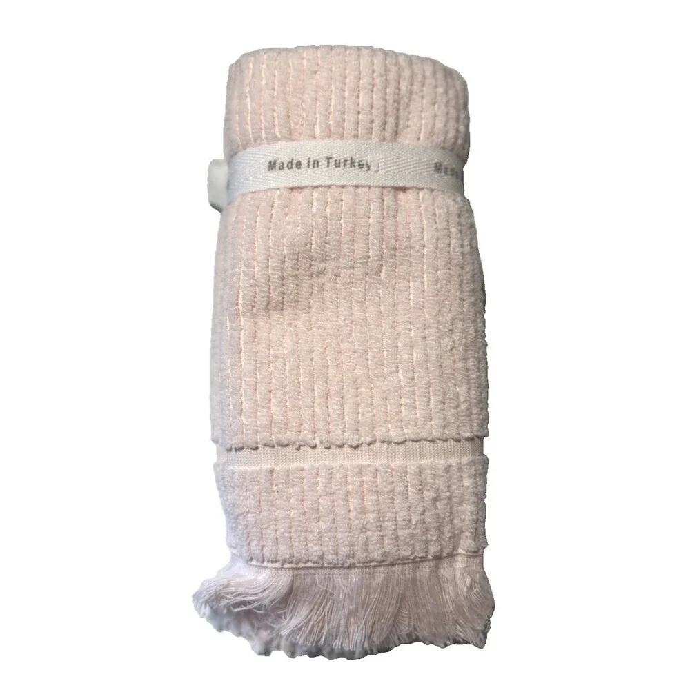 Hotel Balfour Fingertip Towels Baby Pink Cotton Ribbed Made in Turkey Set Of 2